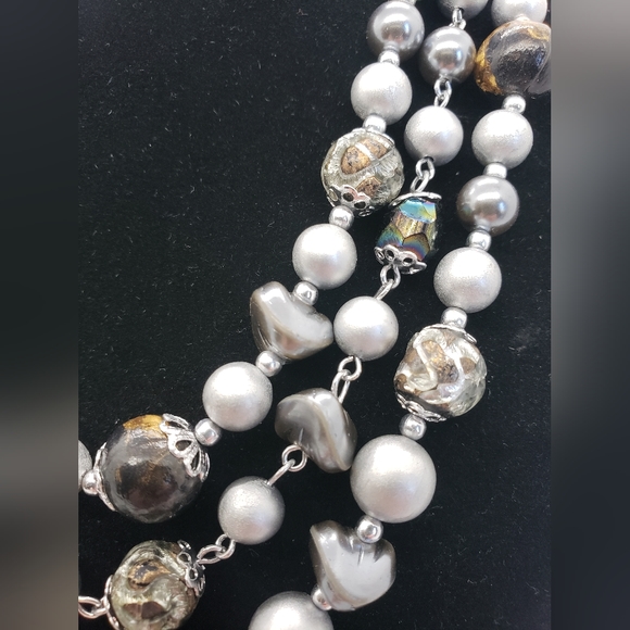 Vintage Silver Three Strand Necklace - Picture 3 of 4